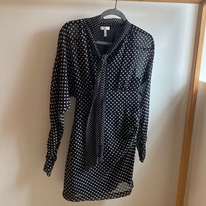 JOIE Polka dot tie neck dress, 0
